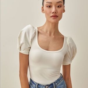 Reformation Frances Knit Top in Ivory
